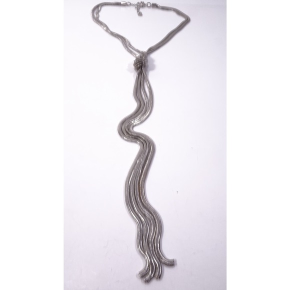 Nordstrom Something Navy Women's Silver Double Snake Y Necklace NWOT 68 - Picture 3 of 6